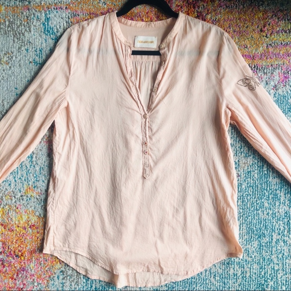 Zadig & Voltaire Cotton Popover Top Butterfly